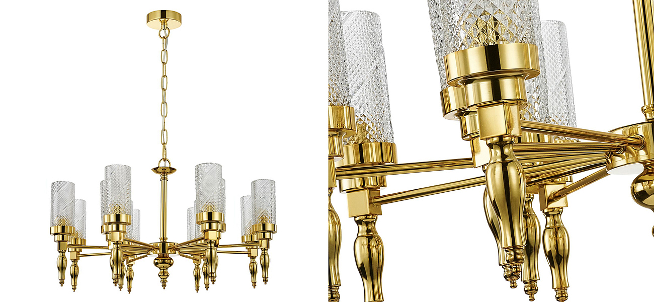 Люстра золотого цвета Balusters D70 см Люстра золотого цвета Balusters D70 см - Loft-Concept в Перми