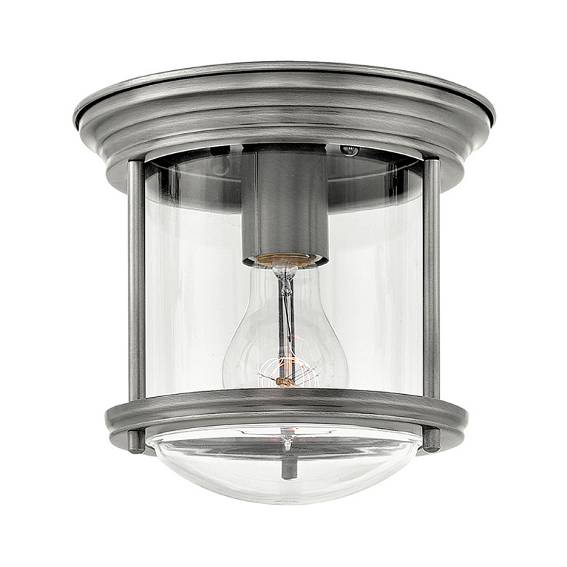 Потолочный светильник для ванных комнат с цилиндрическим стеклянным плафоном и одной лампой Hinkley Никель Белый Бронза Прозрачное Стекло Хром в Перми | Loft Concept 