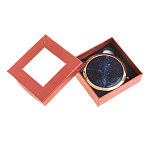 Зеркало карманное круглое двухстороннее из натурального камня Содалит в подарочной упаковке Gold Stone Mirrors варинант исполнения - 3 | Loft Concept в Перми