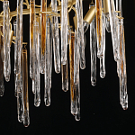 Люстра линейная золотого цвета с декоративными ветвями и длинными стеклянными подвесками в форме сосулек Droplet Chandelier варинант исполнения - 5 | Loft Concept в Перми