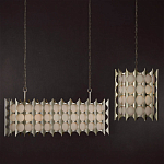 Люстра овальной формы с фактурным серебряным каркасом и тканевым абажуром Silver Honeycomb варинант исполнения - 5 | Loft Concept в Перми