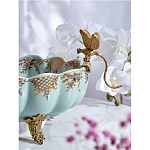 Чаша из голубого фарфора на бронзовых ножках с рисунком цветов и фигурками стрекоз Blue Garden варинант исполнения - 6 | Loft Concept в Перми