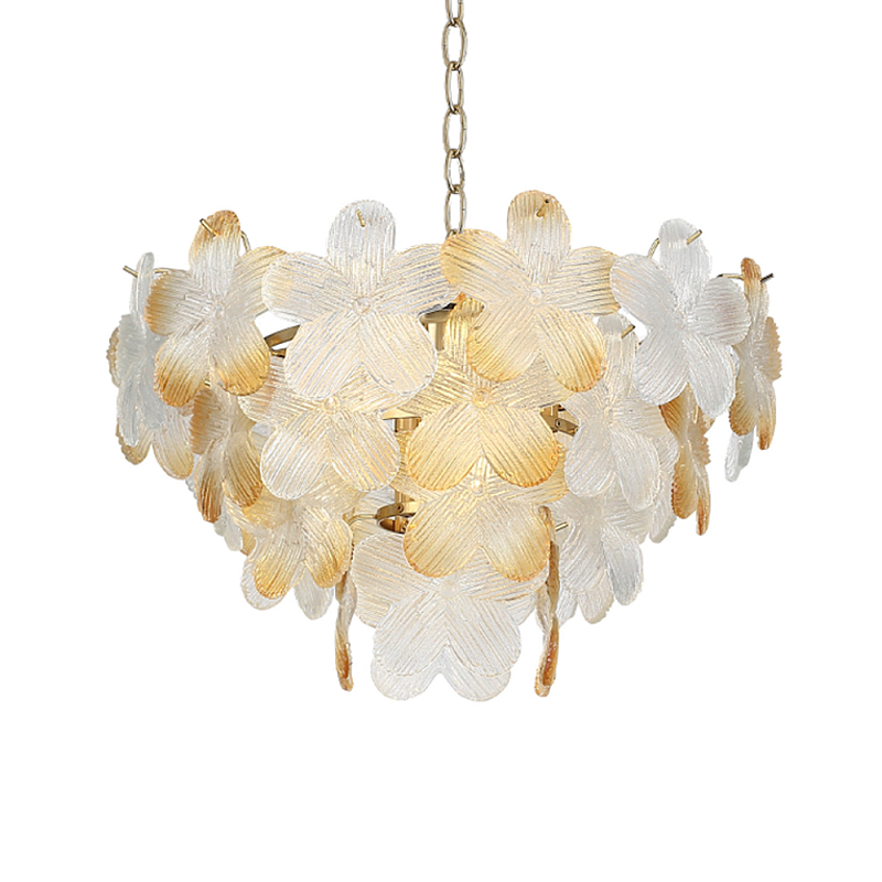 Люстра конусообразная с цветочными мотивами Light Floral Glow Прозрачный Янтарный Золотой в Перми | Loft Concept 