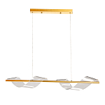 Люстра линейная золотистого цвета с двумя прозрачными волнистыми элементами Wave Line варинант исполнения - 2 | Loft Concept в Перми