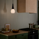 Подвесной светильник каплевидной формы с комбинированным плафоном из стали и белого матового стекла Kichler варинант исполнения - 9 | Loft Concept в Перми