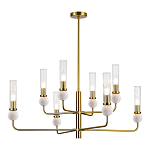 Люстра с 8-ю плафонами в форме стеклянных трубок и мраморных декоративных элементов Montreal варинант исполнения - 7 | Loft Concept в Перми