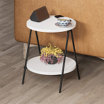 Стол приставной с 2-мя круглыми белыми столешницами ESSEL SIDE TABLE WHITE варинант исполнения - 8 | Loft Concept в Перми