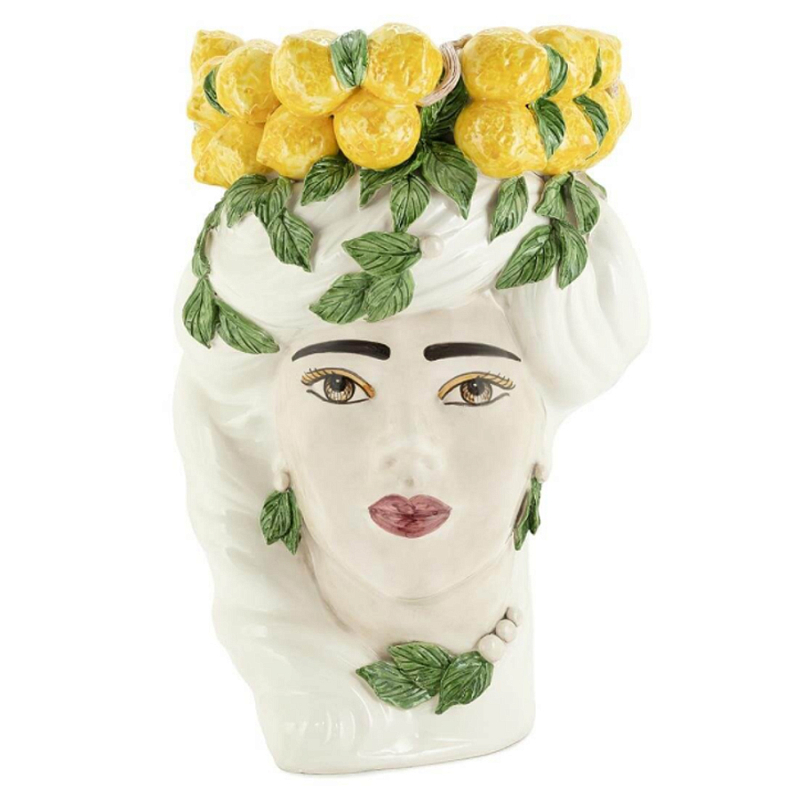 Ваза VASE LEMON HEAD LADY BIG Желтый Белый в Перми | Loft Concept 