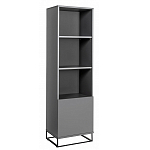 Стеллаж книжный цвета графит с 3-мя открытыми полками и дверкой Strict Lines варинант исполнения - 1 | Loft Concept в Перми