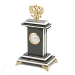 Часы настольные бронзовые с Гербом России из натурального камня Змевик Stone Clock варинант исполнения - 2 | Loft Concept в Перми