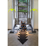 Дизайнерское кресло на металлическом каркасе с подставкой для ног Poltronova Mies Armchair варинант исполнения - 6 | Loft Concept в Перми