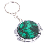 Зеркало брелок карманное двухстороннее из натурального камня Малахит Stone Mirrors варинант исполнения - 4 | Loft Concept в Перми