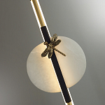 Подвесной светильник с шарообразным плафоном из алебастра и бронзовой декоративной стрекозой Alaris  варинант исполнения - 6 | Loft Concept в Перми