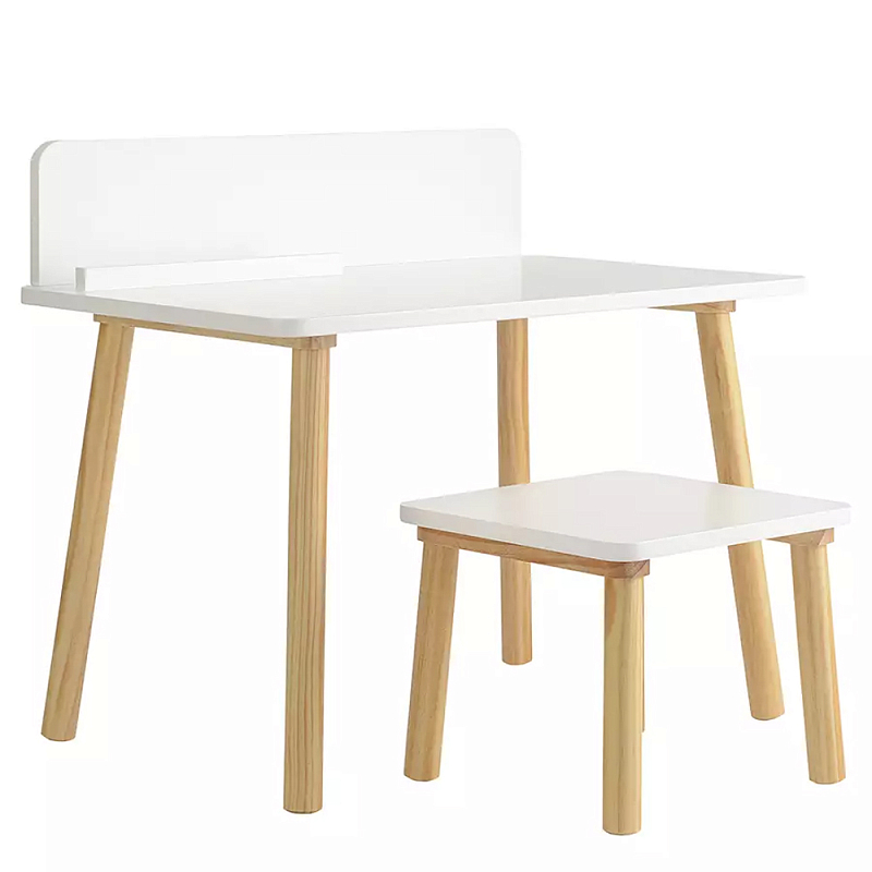 Набор детской мебели белый Childrens Table with Stool Белый Голубой в Перми | Loft Concept 