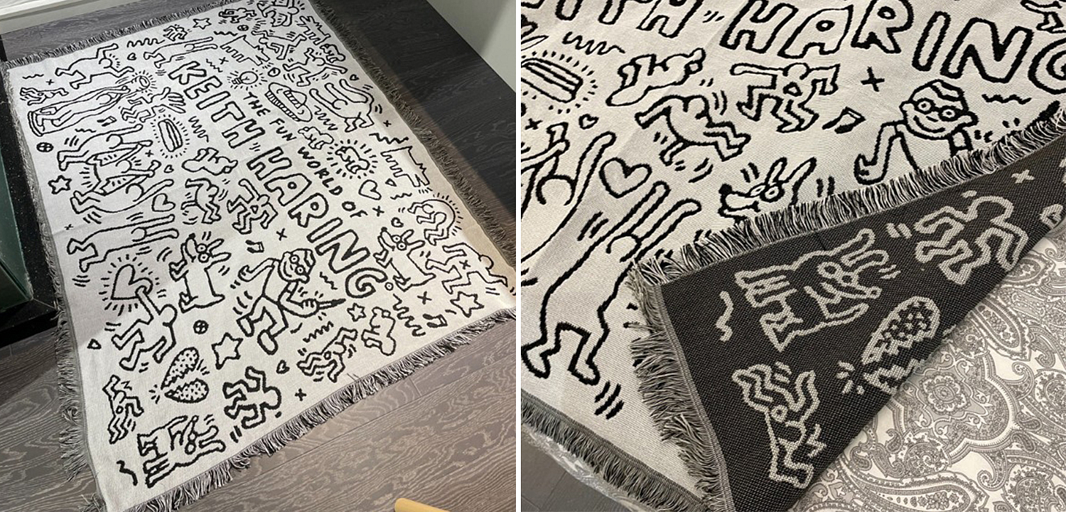 Покрывало граффити черно-белое Кит Харинг Keith Haring Bed Сover Покрывало граффити черно-белое Кит Харинг Keith Haring Bed Сover - Loft-Concept в Перми