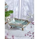 Блюдо прямоугольное из голубого фарфора с ручками и рисунком птиц и цветов Blue Garden варинант исполнения - 2 | Loft Concept в Перми