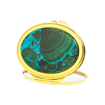 Зеркало карманное складное овальное из натурального камня Малахит с Хризоколлой Gold Stone Mirrors варинант исполнения - 2 | Loft Concept в Перми