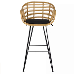 Стул барный с ротанговым плетением Half Bar Chair with Wicker с подлокотниками варинант исполнения - 1 | Loft Concept в Перми