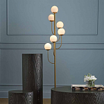 Торшер с 6-ю белыми стеклянными плафонами в форме шаров Gooseneck Pelle Chandelier варинант исполнения - 2 | Loft Concept в Перми