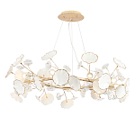 Люстра круглая с белыми лепестками из керамики и прозрачными хрустальными цветками Диаметр 82 см Wintery flovers варинант исполнения - 1 | Loft Concept в Перми