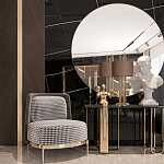 Настольная лампа с цилиндрическим абажуром из коричневой ткани и золотыми трубочками Brown Aura варинант исполнения - 4 | Loft Concept в Перми