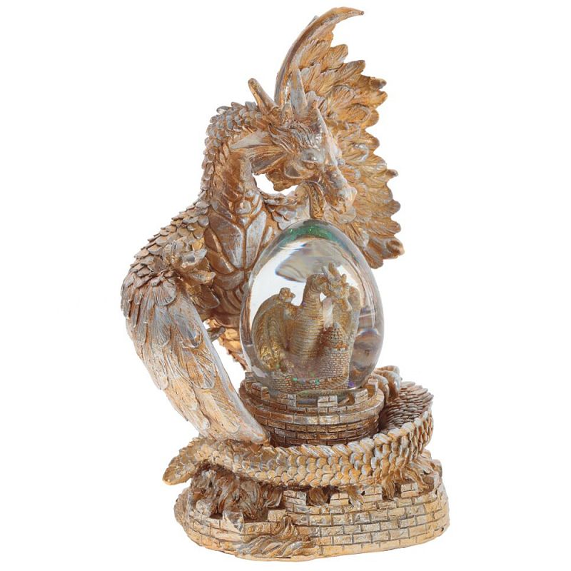 Декоративная статуэтка Дракон Dragon Guarding a Glass Egg Copper Медь Прозрачное Стекло в Перми | Loft Concept 