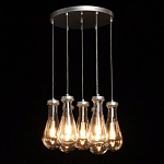 Люстра с 7-ю прозрачными плафонами из стекла в форме капли на круглом потолочном основании цвета хром Lucid Rain  варинант исполнения - 3 | Loft Concept в Перми