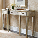 Консоль зеркальная в цвете шампань с 3-мя ящиками Hyaloid варинант исполнения - 1 | Loft Concept в Перми