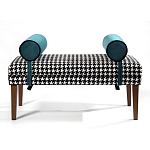 Банкетка Banquette PIED DE POULE с принтом гусиная лапка и синими подлокотниками  варинант исполнения - 1 | Loft Concept в Перми