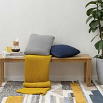 Плед из хлопка жемчужной вязки горчичного цвета Waffle Comfort варинант исполнения - 5 | Loft Concept в Перми