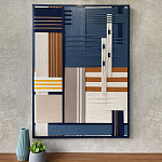 Панно из шнура Синяя геометрическая абстракция wall panel line Blue варинант исполнения - 1 | Loft Concept в Перми