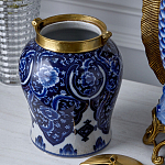 Ваза с насыщенным синим орнаментом и золотой крышкой Blue & White Ornament  варинант исполнения - 4 | Loft Concept в Перми