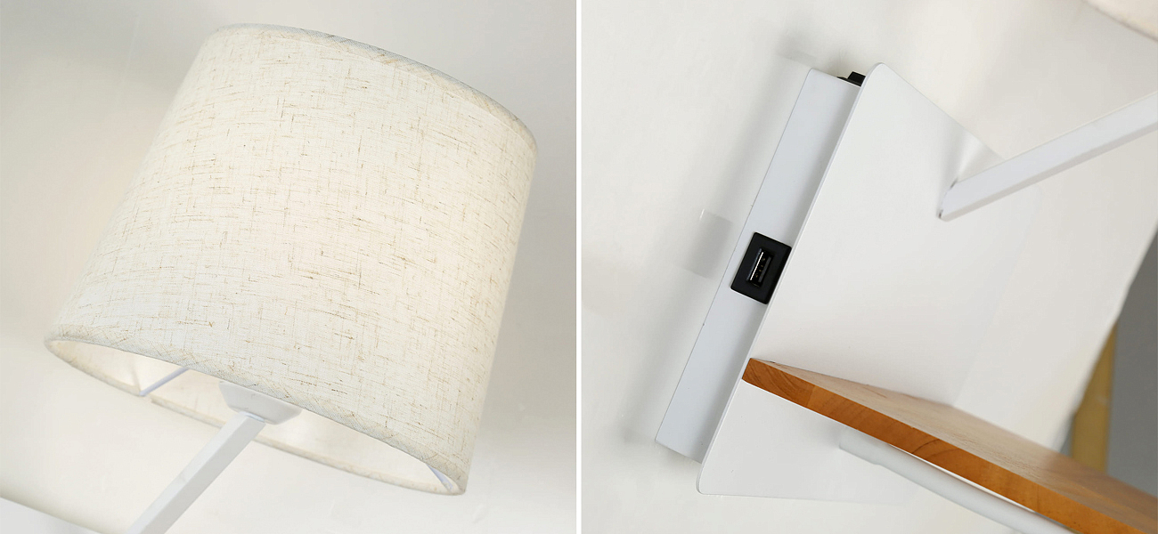Бра с абажуром и гибким спотом Trumpet Wall White USB Бра с абажуром и гибким спотом Trumpet Wall White USB - Loft-Concept в Перми