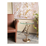 Столик с круглой стеклянной столешницей и корпусом в виде двух павлинов на ветке Table Two Peacocks варинант исполнения - 7 | Loft Concept в Перми