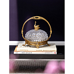 Конфетница из прозрачного рельефного стекла с ручкой и фигуркой лебедя Eden Garden варинант исполнения - 4 | Loft Concept в Перми