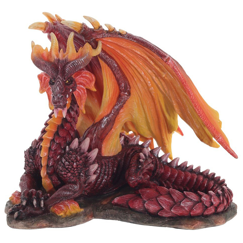 Декоративная статуэтка Дракон Красный Red Dragon with Orange Wings Statuette Красный Оранжевый в Перми | Loft Concept 