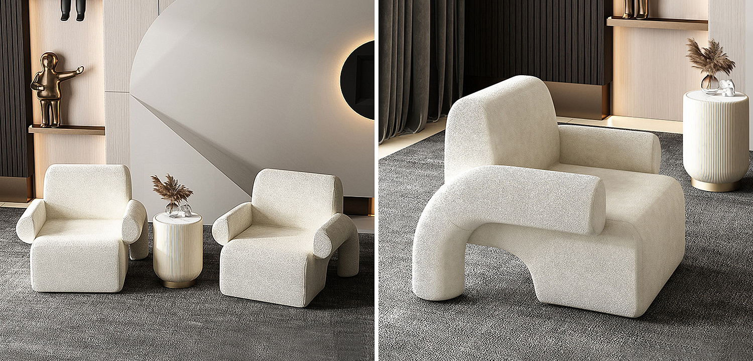 Кресло Odom White Boucle Armchair Кресло Odom White Boucle Armchair - Loft-Concept в Перми