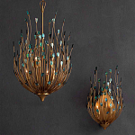 Бра настенное золотое с декором из бирюзовых элементов Peacock Tail варинант исполнения - 4 | Loft Concept в Перми