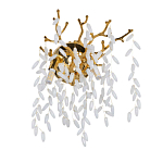 Бра золотого цвета с ветвями и белыми овальными стеклянными подвесками Droplet Chandelier варинант исполнения - 1 | Loft Concept в Перми