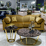 Стол журнальный коричневый на золотом основании Symphony of the Earth варинант исполнения - 3 | Loft Concept в Перми