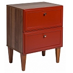 Тумба прикроватная красная из массива бука с 2-мя ящиками Wenge Light варинант исполнения - 1 | Loft Concept в Перми