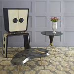 Дизайнерский журнальный столик с круглой столешницей на золотых ножках Risenbix варинант исполнения - 1 | Loft Concept в Перми