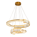 Светодиодная двухъярусная кольцевая люстра из хрусталя и стали и с пультом для регулировки света Maude Crystal Light варинант исполнения - 4 | Loft Concept в Перми