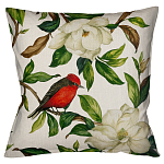 Декоративная подушка бежевая с изображением птиц и цветов Blooming Birds варинант исполнения - 1 | Loft Concept в Перми