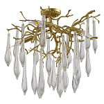 Люстра потолочная с прозрачными стеклянными подвесками в форме капель Droplet Chandelier варинант исполнения - 2 | Loft Concept в Перми