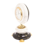 Часы настольные бронзовые из натуральных камней Мрамор и Змеевик Stone Clock варинант исполнения - 2 | Loft Concept в Перми