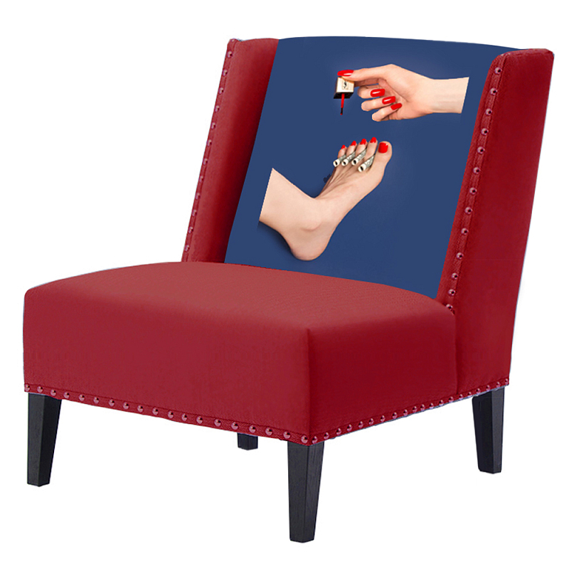 FUN Armchair "Pedicure" Red Дизайнерское кресло с цветным принтом Бургундский красный Сапфирово-синий в Перми | Loft Concept 