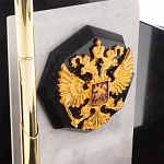 Настольный письменный набор из мрамора и змеевика с гербом России Marble Accessory варинант исполнения - 3 | Loft Concept в Перми