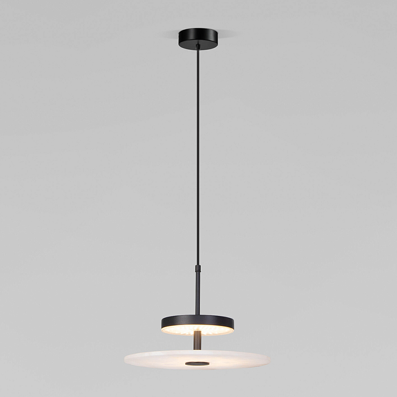 Светодиодный подвесной светильник черный с мраморным рассеивателем Черный Белый Мрамор Bianco в Перми | Loft Concept 