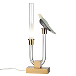 Настольная лампа с прозрачной трубкой и декоративной фигуркой птицы на бронзовой подставке Ganthea варинант исполнения - 2 | Loft Concept в Перми